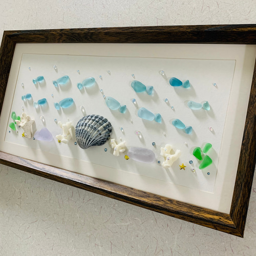 限定版 アート レアシーグラスアート お魚 海の宝石 北欧 ガラス細工