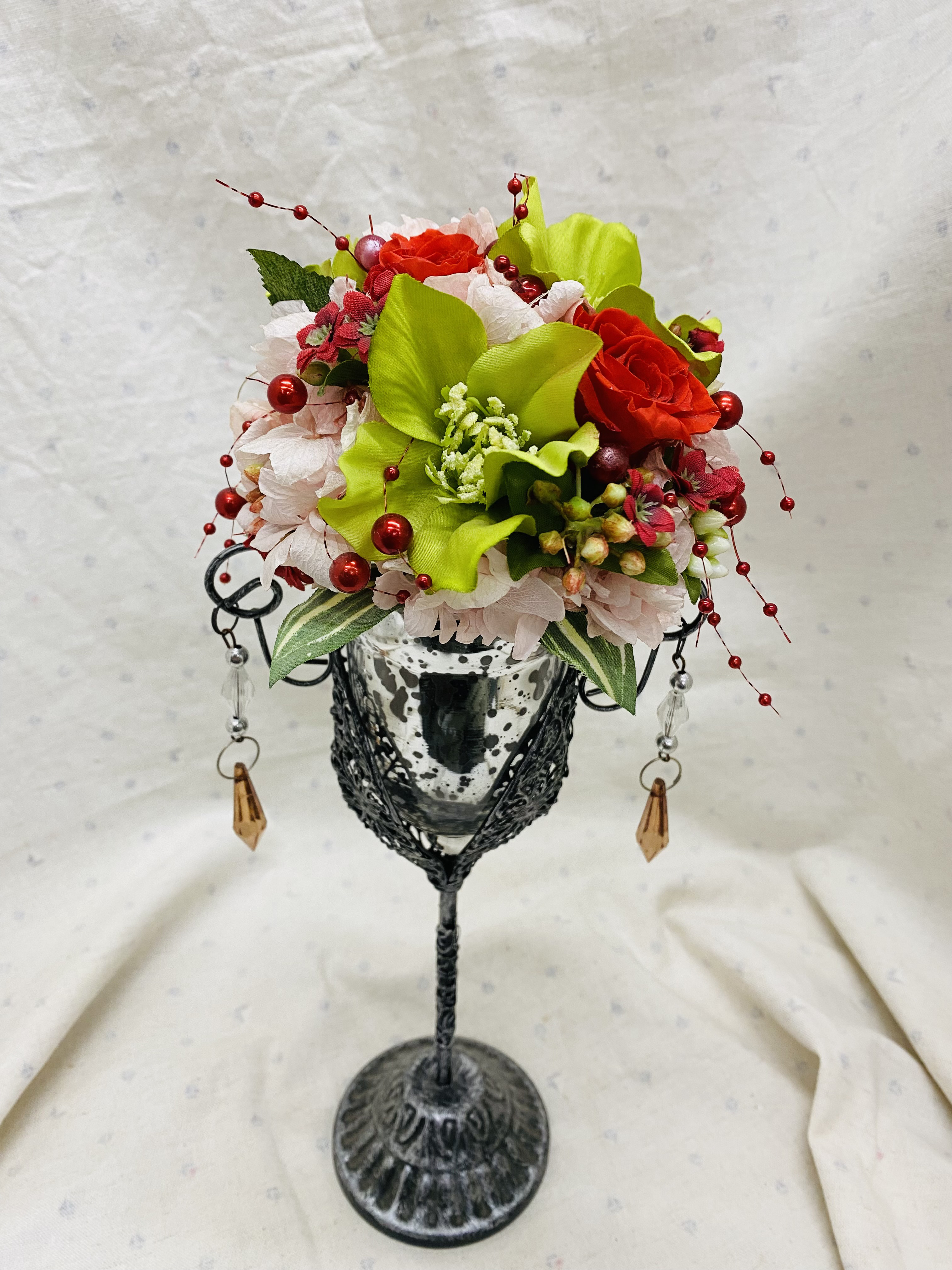 一点物【フラワーギフト】レッドローズメインのプリザーブドフラワー