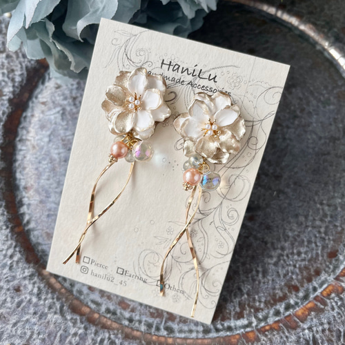 ペイントビーズ♡ マーメイド 樹脂薔薇 ピアス/イヤリング✩*॰¨ 大人