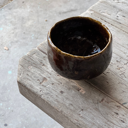 手びねり楽茶碗　D180 黒楽茶碗 0057 抹茶茶碗 手捻り 陶器 黒 手びねり 楽茶碗 半筒