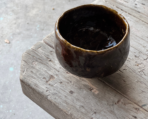 新品　夏茶碗　平茶碗　抹茶茶碗　飴茶色 昭和ヴィンテージの夏抹茶碗｜直径15.5 高さ5cm