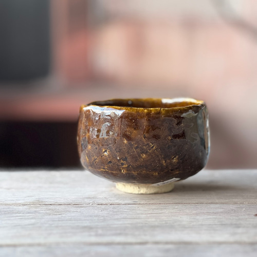 新品　夏茶碗　平茶碗　抹茶茶碗　飴茶色 昭和ヴィンテージの夏抹茶碗｜直径15.5 高さ5cm