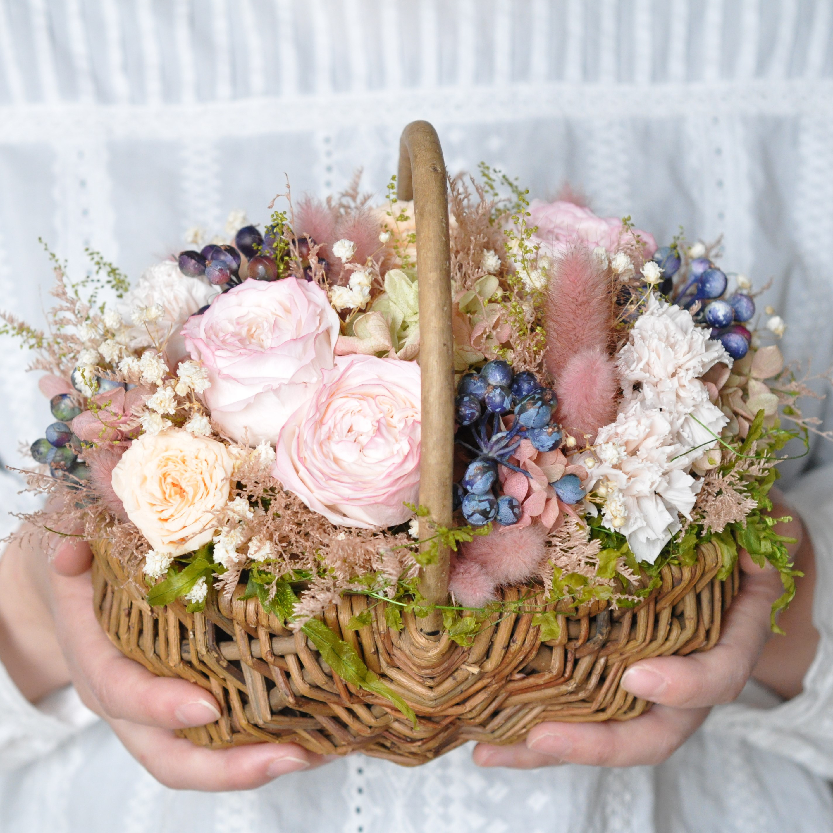 ✽ニュアンスカラーでロマンチックに✽花かごのthanks flower ✽ L size