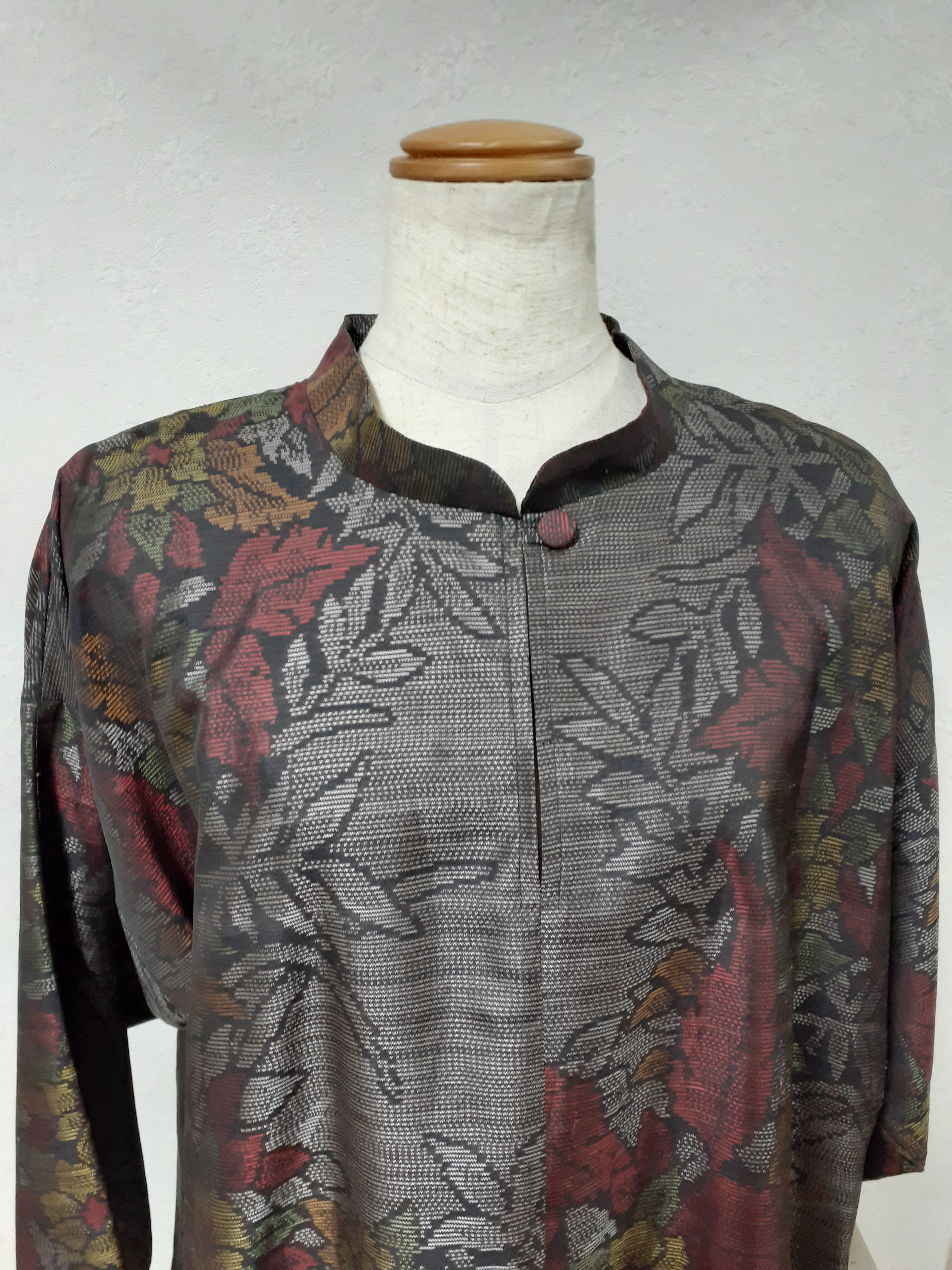 一点もの大島紬のチュニック着物リメイク チュニック 古布の美 さちこ