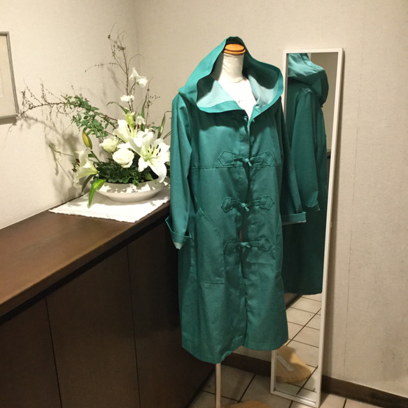 グリーンのデニムのダッフルコート 6枚目の画像