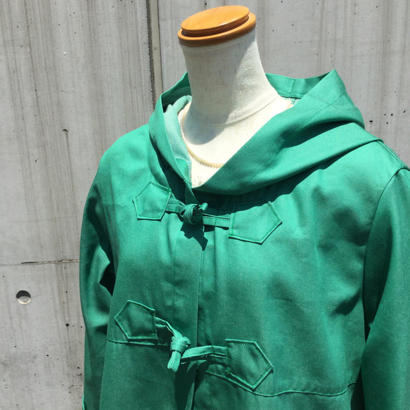 グリーンのデニムのダッフルコート 2枚目の画像