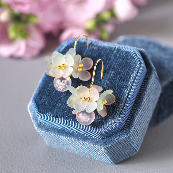 桜 水彩画フラワーピアス/イヤリング さくらピンク サージカル
