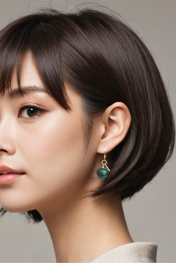 りんごのピアス・イヤリング/green apple/青リンゴ/黄緑/青緑 10枚目の画像