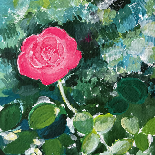 花の絵、薔薇の絵、アート、現代アート、キャンバス、アクリル