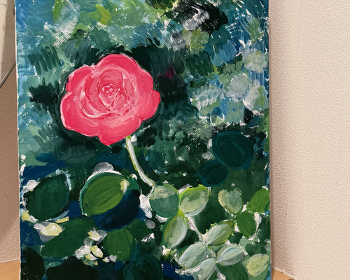 coco様アクリル画テクスチャーアートno.700原画薔薇の花キャンバスパネル 絵画 アクリル画 原画 薔薇 バラ 花 植物 静物画 テクスチャー