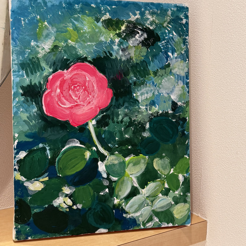 花の絵、薔薇の絵、アート、現代アート、キャンバス、アクリル絵の具