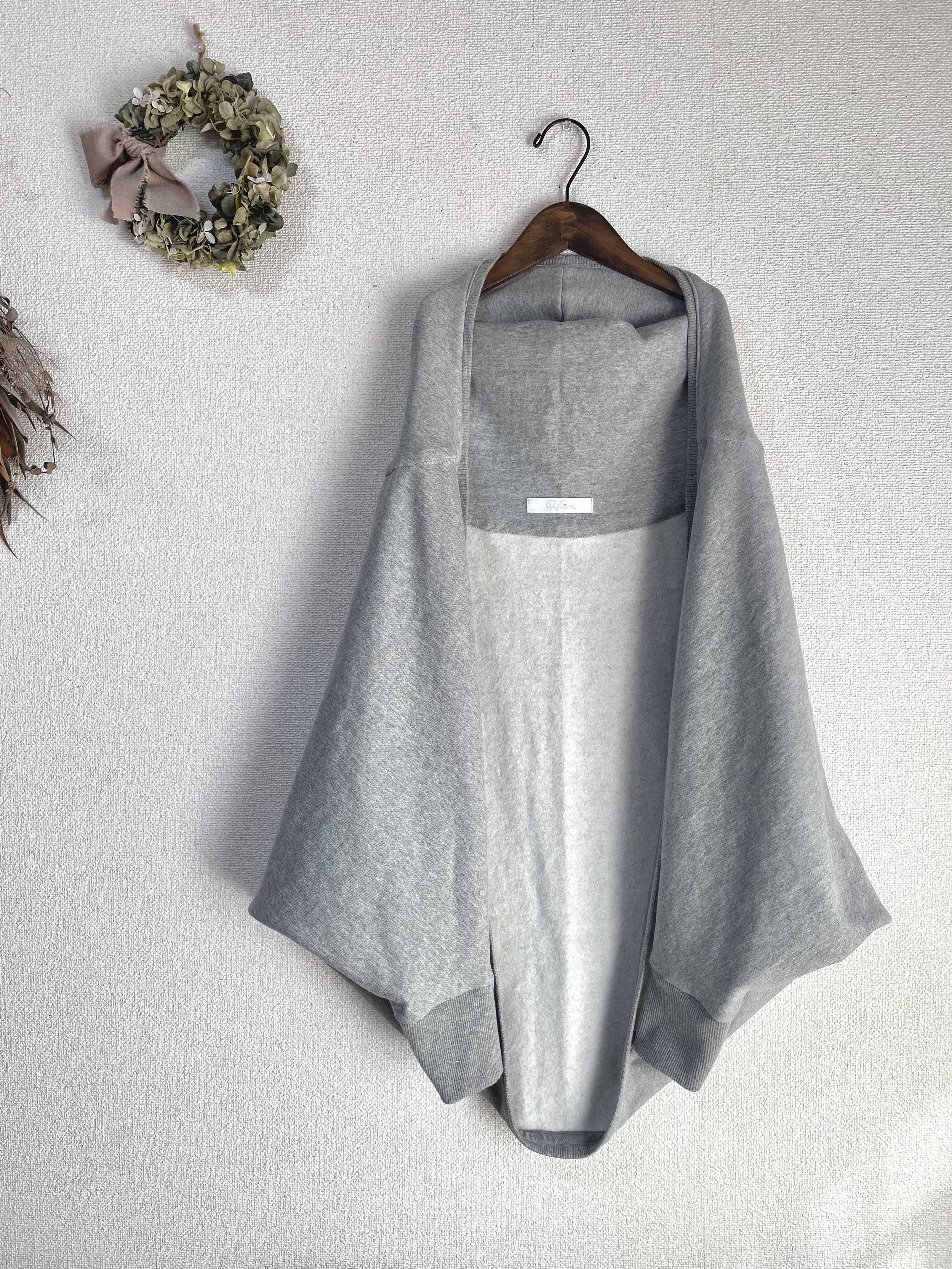 （Hjärta) 裏起毛 ドルマンスリーブパーカー  杢グレー