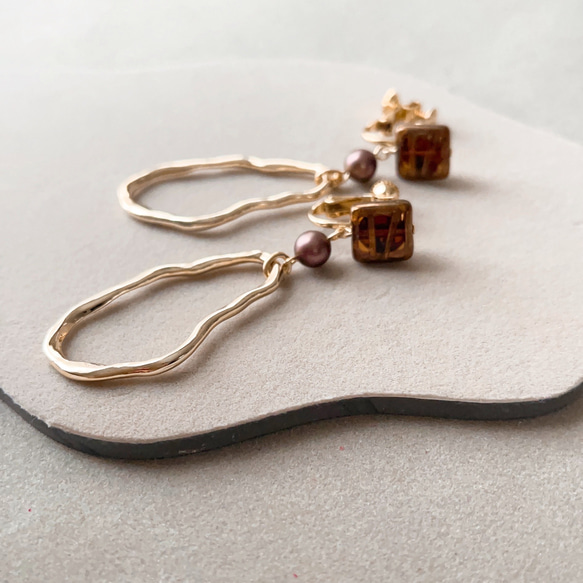 ✴︎chocolate✴︎ イヤリング【Hijiri】ネジバネ式イヤリング　バレンタイン　ブラウン 1枚目の画像