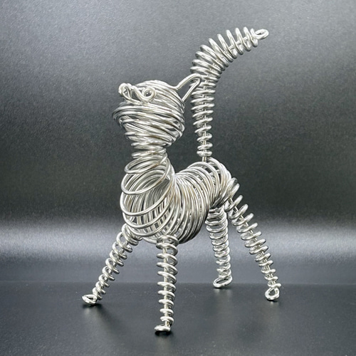 猫 ワイヤー アート クラフト 針金一本 保護ケース付き 立体・オブジェ