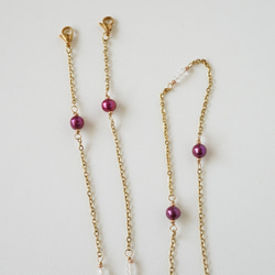 ★SALE　汗や水に強い　サージカルステンレス　マスクホルダー　マスクチェーン　淡水パール　きらきら　ガラスビーズ 3枚目の画像