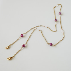 ★SALE　汗や水に強い　サージカルステンレス　マスクホルダー　マスクチェーン　淡水パール　きらきら　ガラスビーズ 1枚目の画像