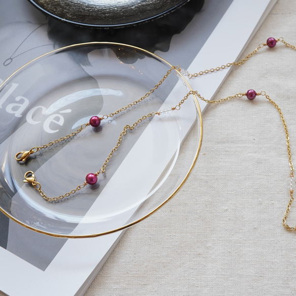 ★SALE　汗や水に強い　サージカルステンレス　マスクホルダー　マスクチェーン　淡水パール　きらきら　ガラスビーズ 4枚目の画像