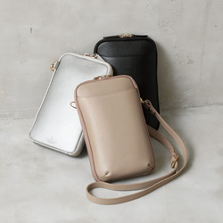 長財布も入る スマホショルダー ポーチ 本革 7インチスマホ収納 お財布