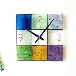 レトロな時間]ステンドグラスの掛け時計/置き時計/モザイク/24