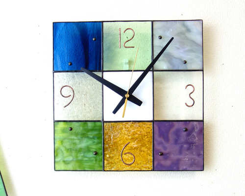 レトロな時間]ステンドグラスの掛け時計/置き時計/モザイク/24