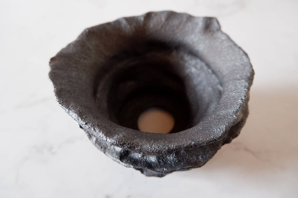 4.5号窯変黒鉢852　塊根植物　多肉植物　盆栽　植木鉢　作家鉢　鉢皿　沖縄 4枚目の画像