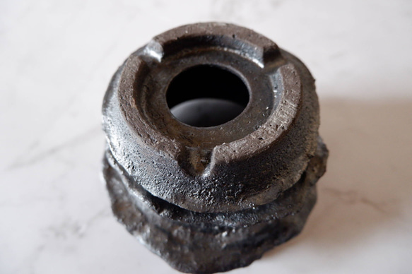 4.5号窯変黒鉢852　塊根植物　多肉植物　盆栽　植木鉢　作家鉢　鉢皿　沖縄 6枚目の画像