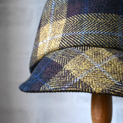 【受注制作】ころん キャスケット やわらかい手触り コットンツイード マスタード チェック コンパクト Mサイズ 帽子 10枚目の画像