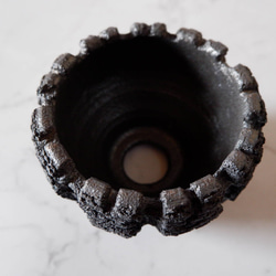 4号黒金彩裂紋鉢857　塊根植物　多肉植物　盆栽　植木鉢　作家鉢　鉢皿　沖縄 4枚目の画像