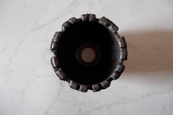 4号黒金彩裂紋鉢857　塊根植物　多肉植物　盆栽　植木鉢　作家鉢　鉢皿　沖縄 5枚目の画像