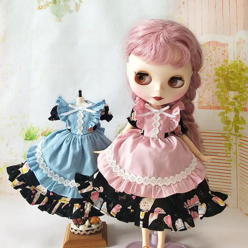 送料無料】22センチドール エプロンワンピース(ブルー) ブライス リカ