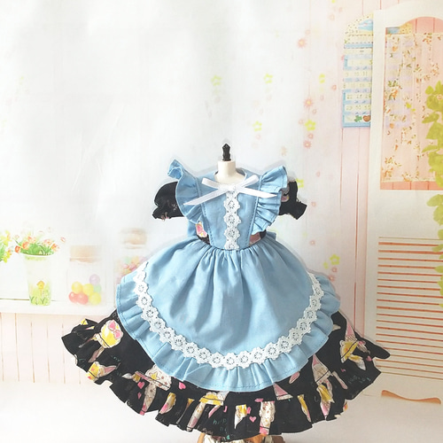 送料無料】22センチドール エプロンワンピース(ブルー) ブライス リカ