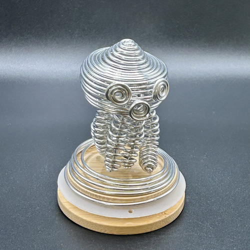 タコ形宇宙人 ワイヤー アート クラフト 針金一本 保護ケース付き 立体