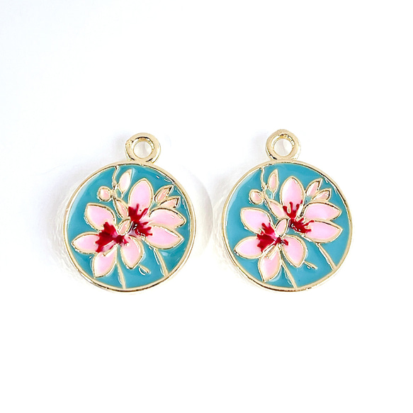 ejp798 [2 件] 櫻花櫻花幣滴膠吊飾 第2張的照片