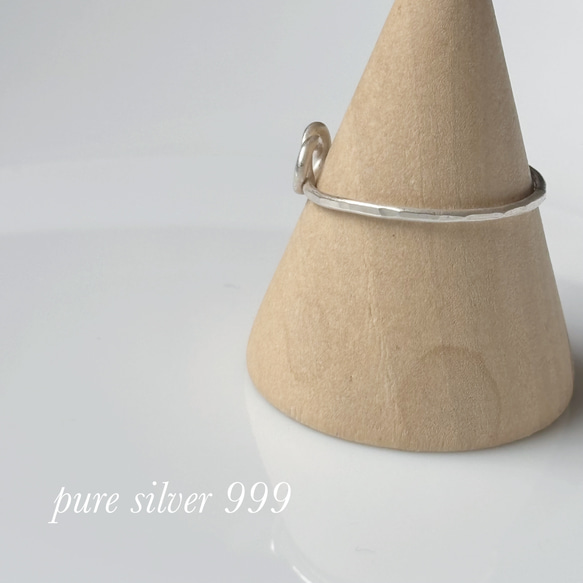 ピュアシルバーSV999 純銀線の結びリング 5枚目の画像