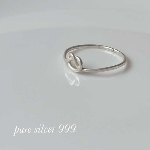 ピュアシルバーSV999 純銀線の結びリング 2枚目の画像