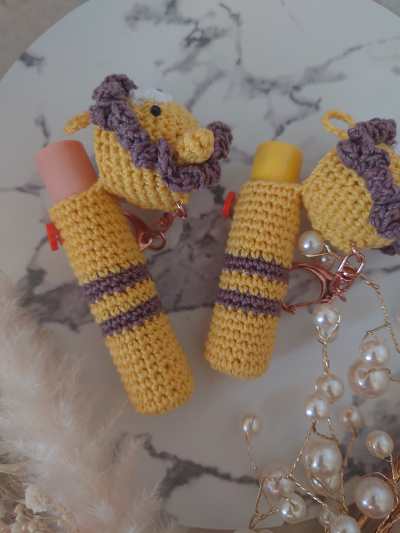 【送料無料】　リップクリームの長さが選べる らいおんちゃんリップケース バックチャーム 4枚目の画像