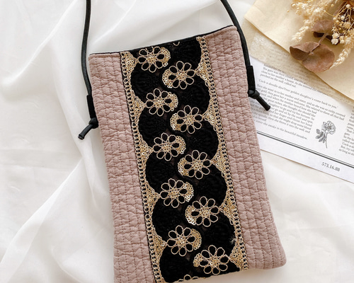 インド刺繍リボン】ハンドメイド サコッシュ ポシェット ヌビ バッグ