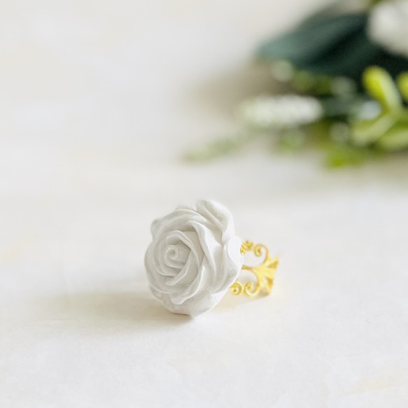 【再販受付中！】推し色ローズリング・白（RG24） 3枚目の画像
