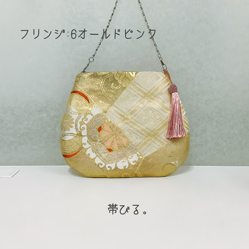 アンティーク千鳥柄銘仙リメイクがま口バッグ/内布にも凝ってみました 
