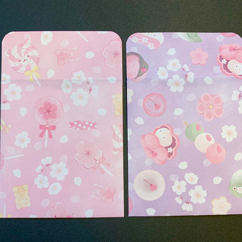 送料無料】 ポチ袋 桜巡りスイーツ柄 No.415 ポイント利用 おすそ分け