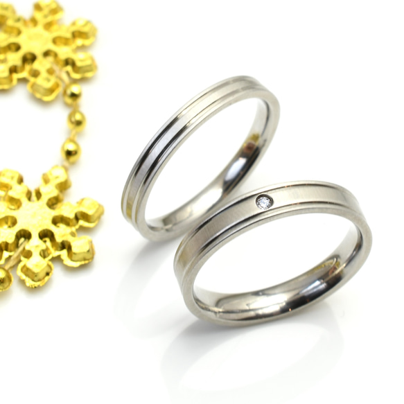 【単品・誕生石セットも可】シンプルダブルラインリング 結婚指輪 記念日 ご褒美リング サージカルステンレス 5枚目の画像