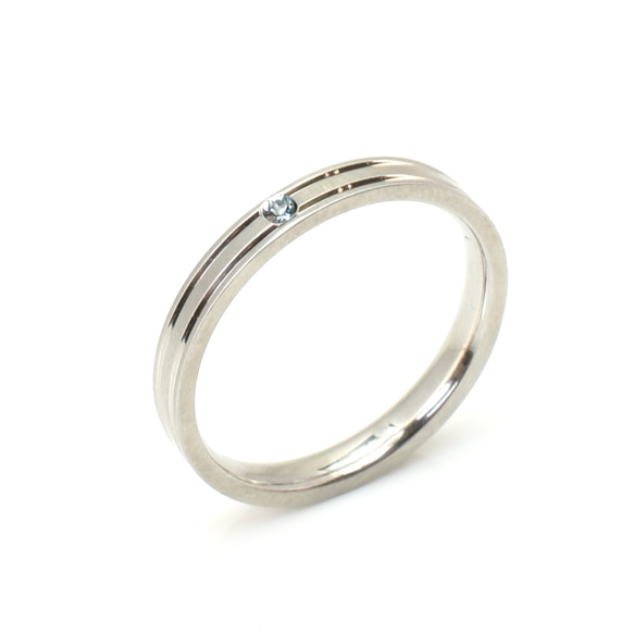 【単品・誕生石セットも可】シンプルダブルラインリング 結婚指輪 記念日 ご褒美リング サージカルステンレス 2枚目の画像