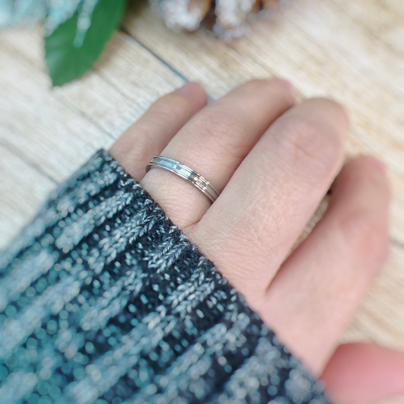 【単品・誕生石セットも可】シンプルダブルラインリング 結婚指輪 記念日 ご褒美リング サージカルステンレス 6枚目の画像