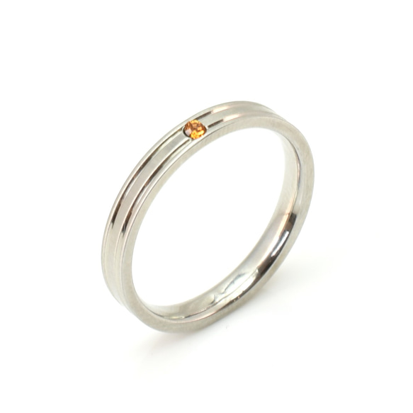 【単品・誕生石セットも可】シンプルダブルラインリング 結婚指輪 記念日 ご褒美リング サージカルステンレス 3枚目の画像