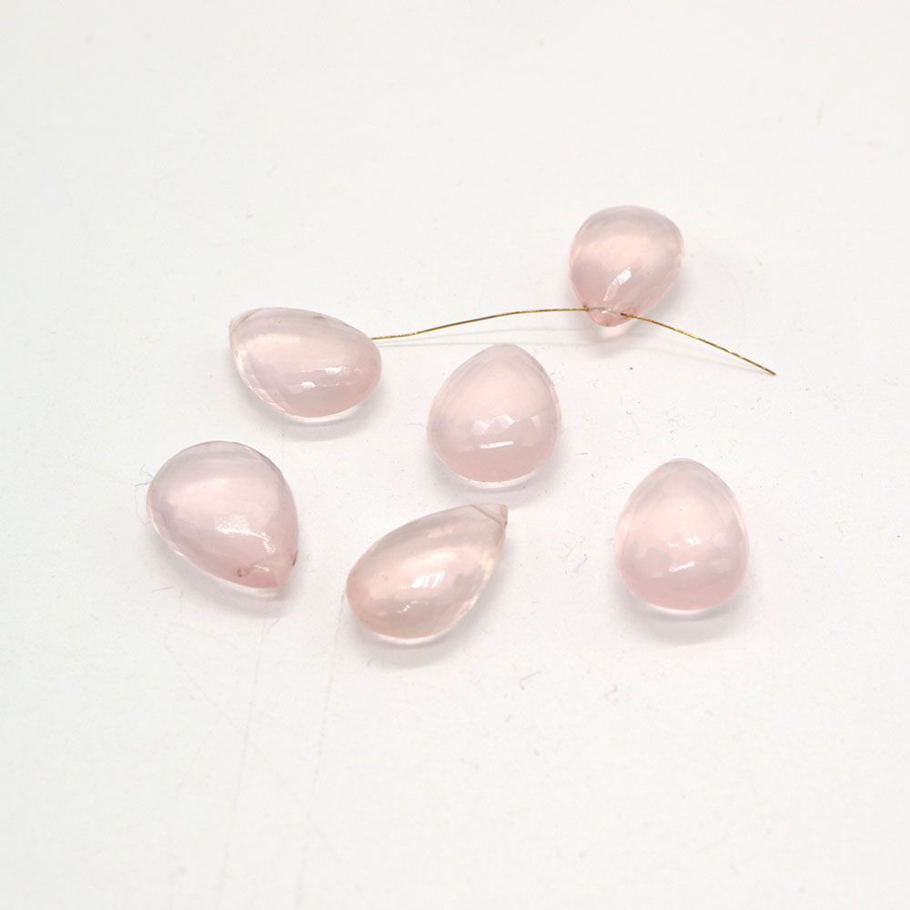 T-338 天然石：ローズクオーツ ファセットペアシェイプドロップ約16-18×10-11.3mm【1個】