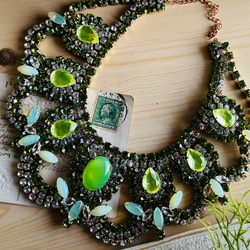 希少◆チェコ　ウランガラスヴィンテージネックレス◆Bijoux.M.G◆ワセリン 希少◇チェコウランガラスヴィンテージネックレス◇Bijoux.M.G