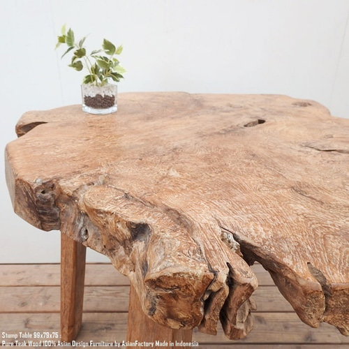 希少 一点物 オールドチーク 一枚板テーブル 99cm × 79cm × 73cm