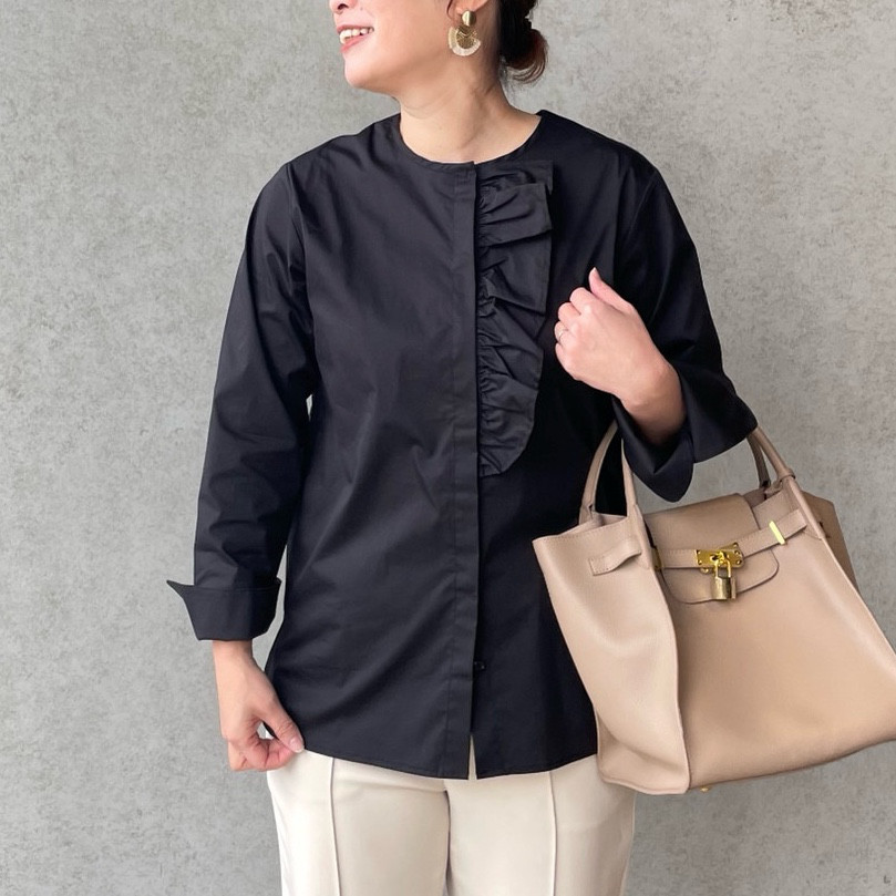 フリルが取り外せる 2wayコットンブラウス 黒【FREE】卒業式 入学式 フォーマル OTM-005 369570