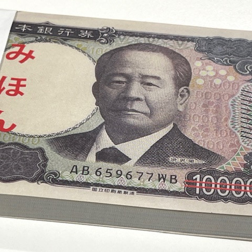 ダミー紙幣100万円札束 100枚すべて印刷 金融機関共通帯封 1束