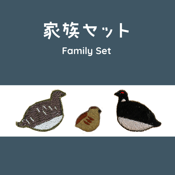 ライチョウのワッペン・ブローチ（家族セット） | 鳥 雷鳥 かわいい